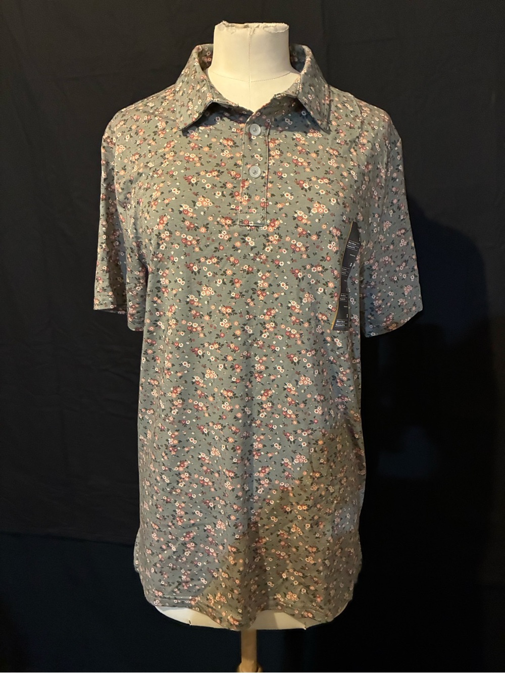 Men’s Women’s Floral Polo Shirt in Sage Green